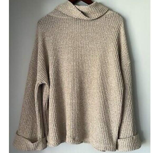 Gibsonlook Oatmeal Flare Sleeve Cowl Neck Sweater Size Large - Picture 3 of 6